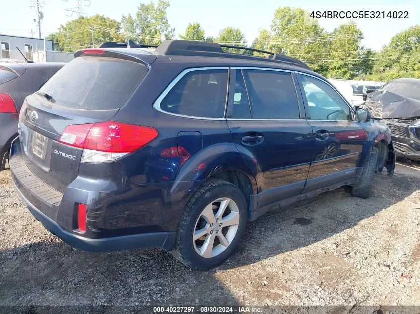 2014 Subaru Outback 2.5I Premium VIN: 4S4BRCCC5E3214022 Lot: 40227297