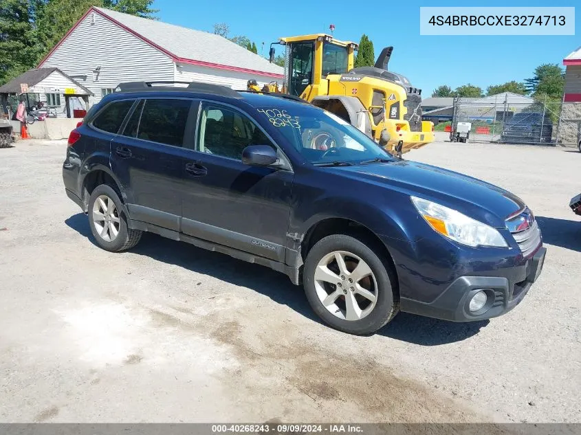 2014 Subaru Outback 2.5I Premium VIN: 4S4BRBCCXE3274713 Lot: 40268243