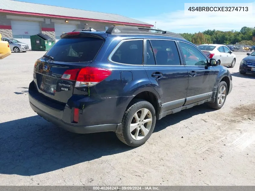 2014 Subaru Outback 2.5I Premium VIN: 4S4BRBCCXE3274713 Lot: 40268243