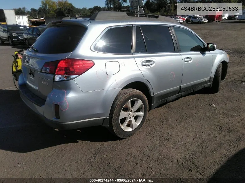 2014 Subaru Outback 2.5I Premium VIN: 4S4BRBCC2E3250633 Lot: 40274244