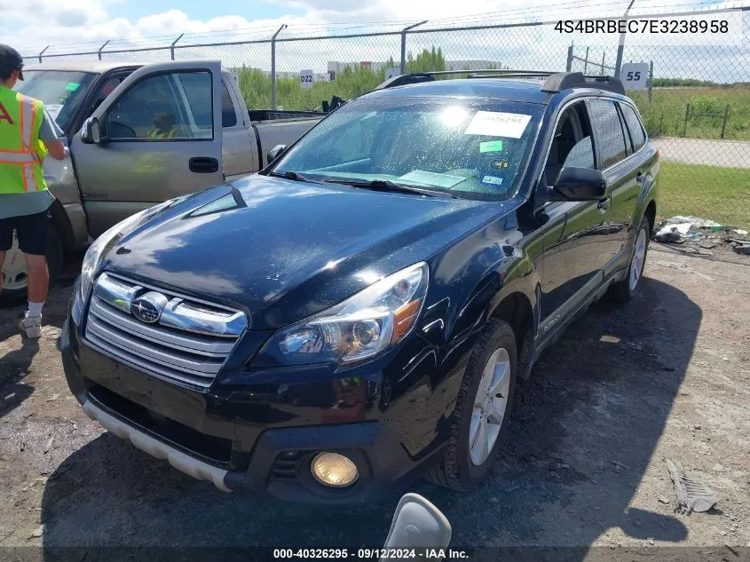 2014 Subaru Outback 2.5I Premium VIN: 4S4BRBEC7E3238958 Lot: 40326295