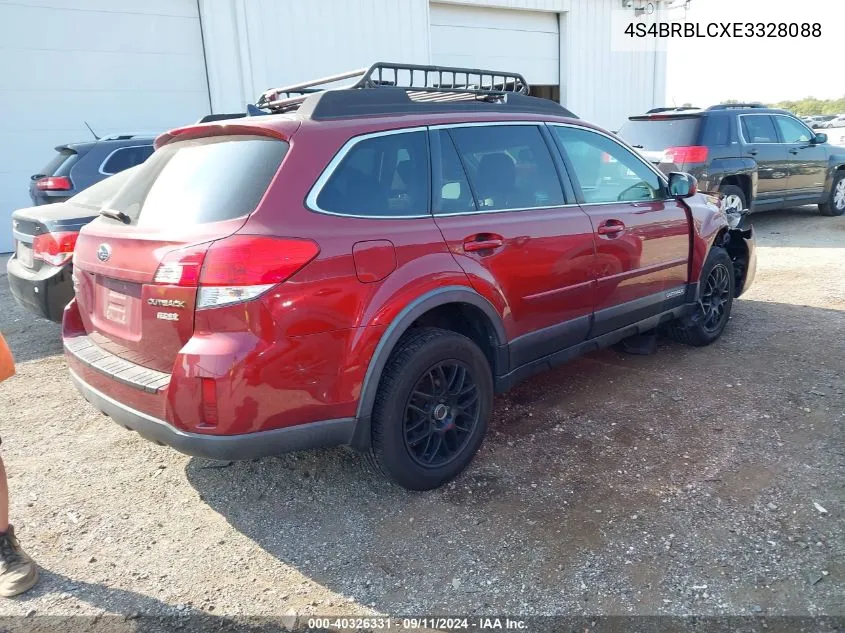 2014 Subaru Outback 2.5I Limited VIN: 4S4BRBLCXE3328088 Lot: 40326331