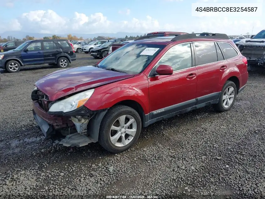 4S4BRBCC8E3254587 2014 Subaru Outback 2.5I Premium