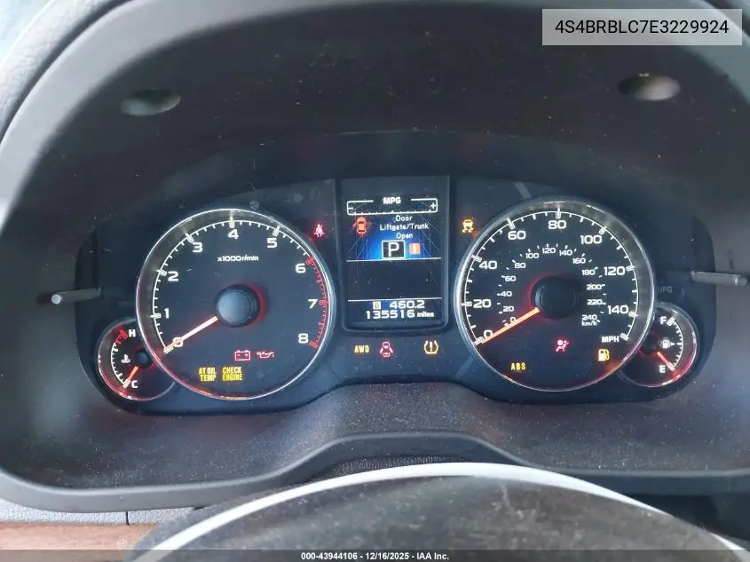 4S4BRBLC7E3229924 2014 Subaru Outback 2.5I Limited
