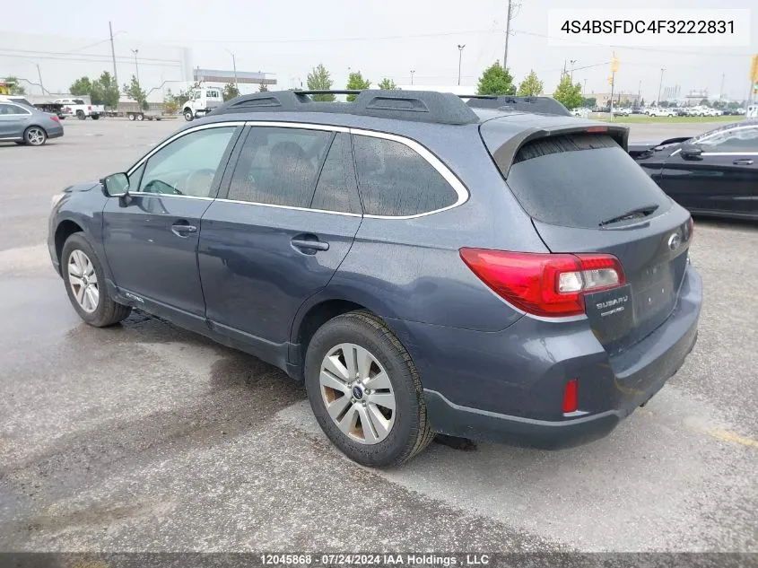 2015 Subaru Outback 3.6R VIN: 4S4BSFDC4F3222831 Lot: 12045868