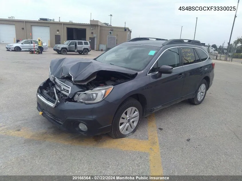 4S4BSCGCXF3330025 2015 Subaru Outback 2.5I Touring