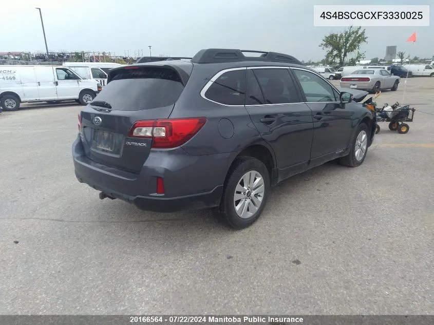 4S4BSCGCXF3330025 2015 Subaru Outback 2.5I Touring