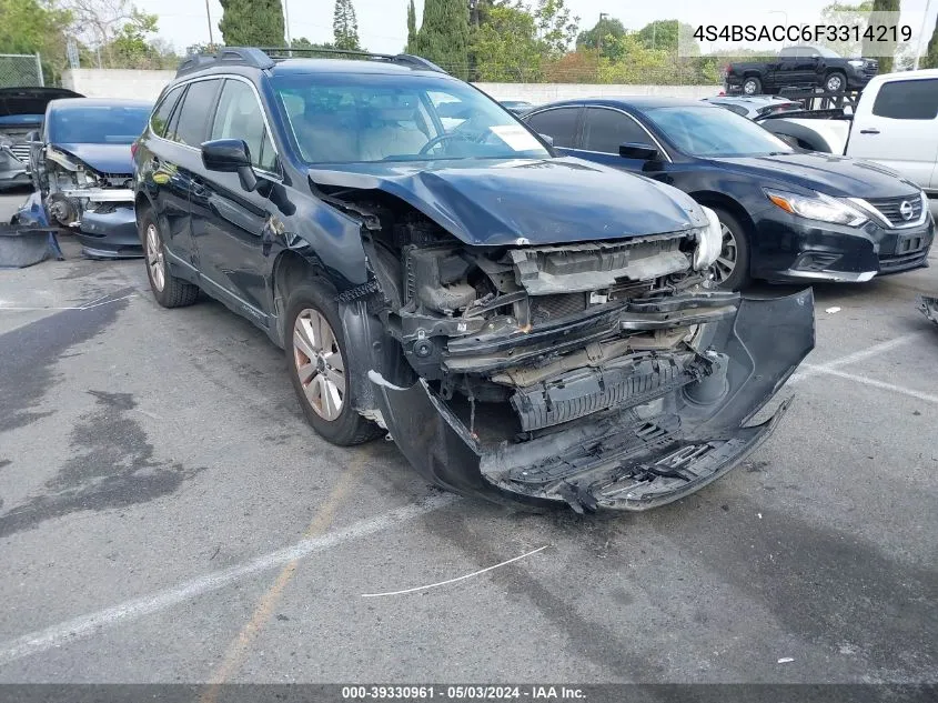 2015 Subaru Outback 2.5I Premium VIN: 4S4BSACC6F3314219 Lot: 39330961