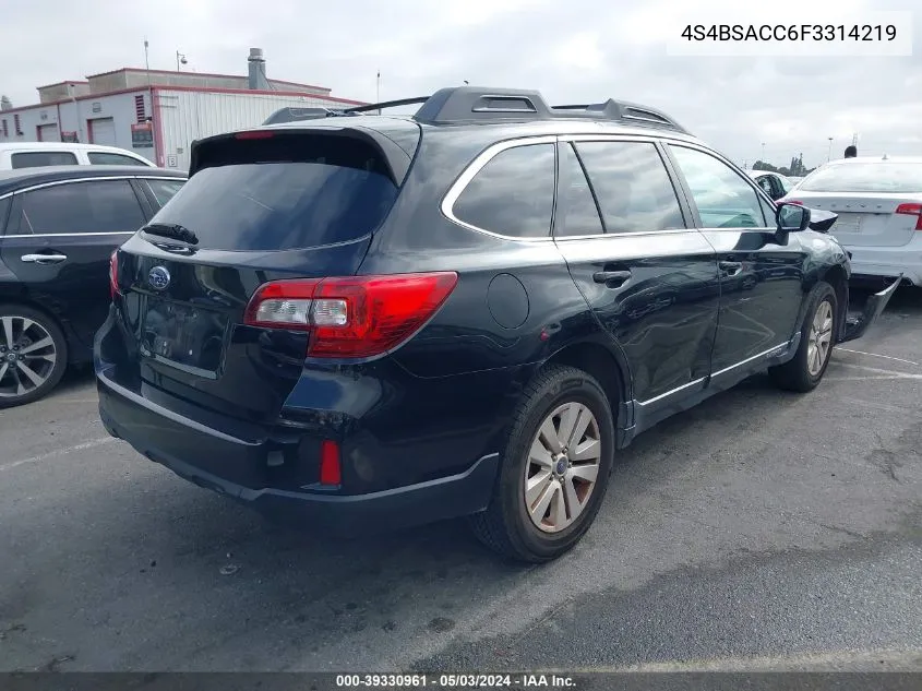 2015 Subaru Outback 2.5I Premium VIN: 4S4BSACC6F3314219 Lot: 39330961