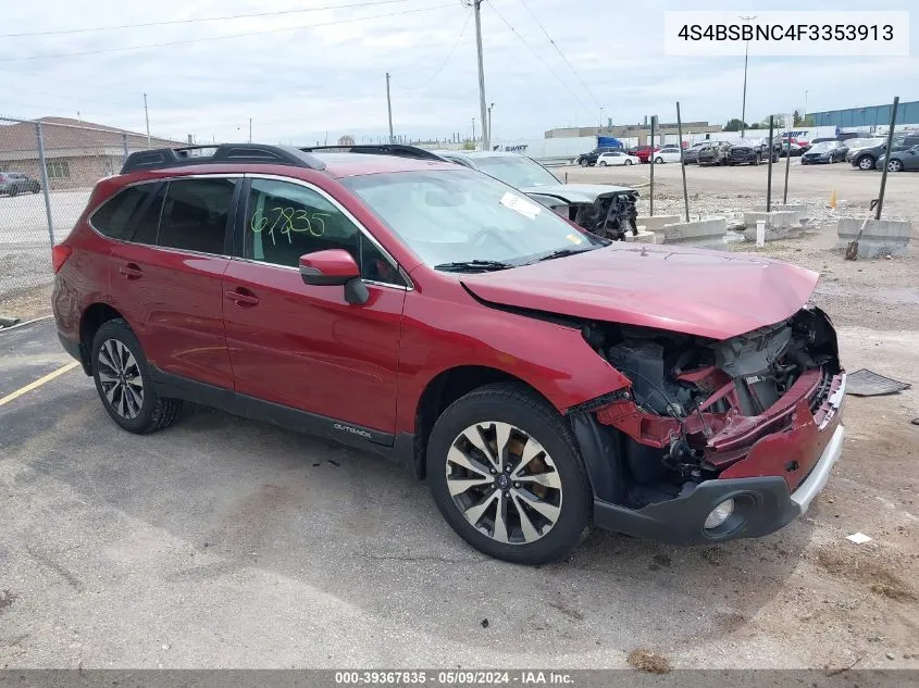 2015 Subaru Outback 2.5I Limited VIN: 4S4BSBNC4F3353913 Lot: 39367835