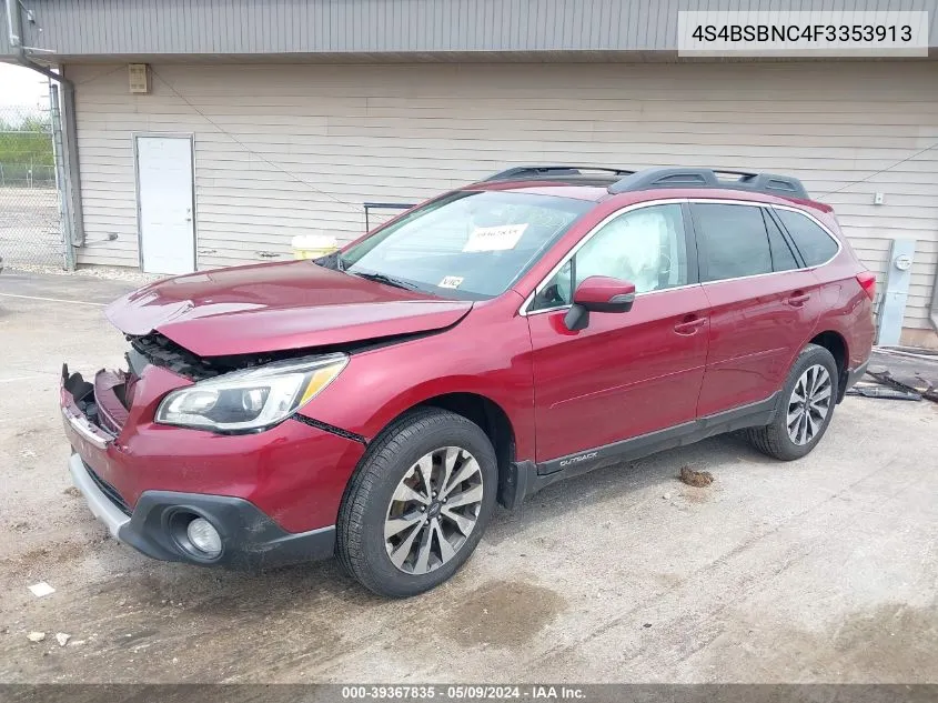 2015 Subaru Outback 2.5I Limited VIN: 4S4BSBNC4F3353913 Lot: 39367835