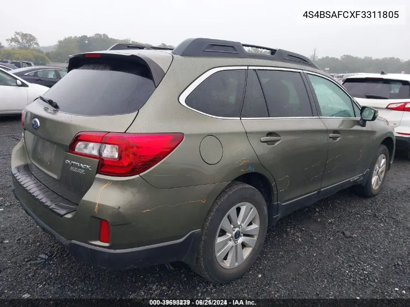 4S4BSAFCXF3311805 2015 Subaru Outback 2.5I Premium