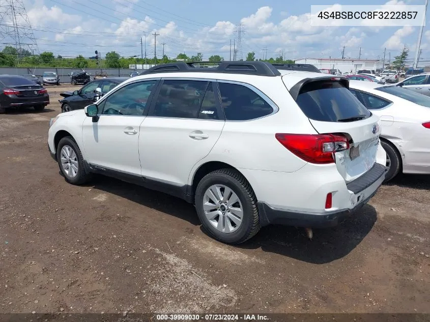 2015 Subaru Outback 2.5I Premium VIN: 4S4BSBCC8F3222857 Lot: 39909030