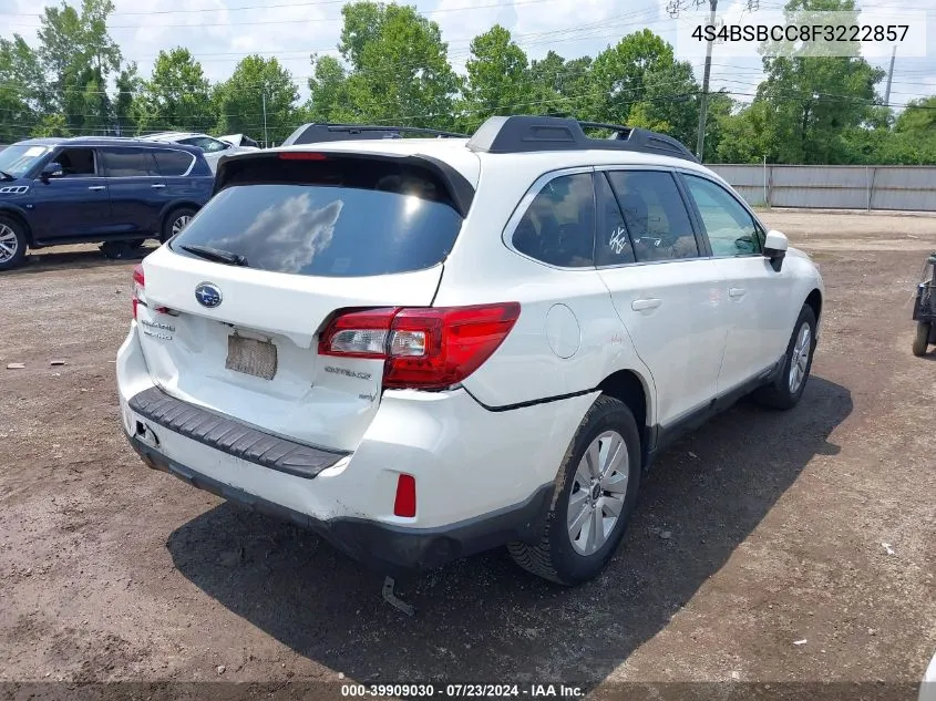 2015 Subaru Outback 2.5I Premium VIN: 4S4BSBCC8F3222857 Lot: 39909030