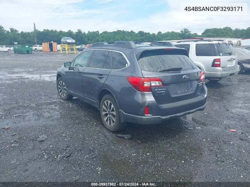 2015 Subaru Outback 2.5I Limited VIN: 4S4BSANC0F3293171 Lot: 39937982