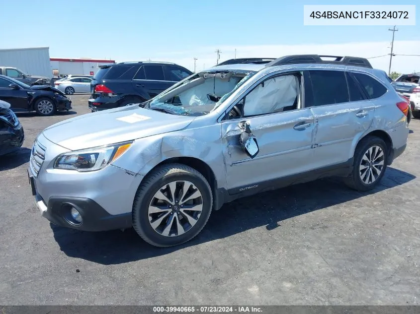 2015 Subaru Outback 2.5I Limited VIN: 4S4BSANC1F3324072 Lot: 39940665