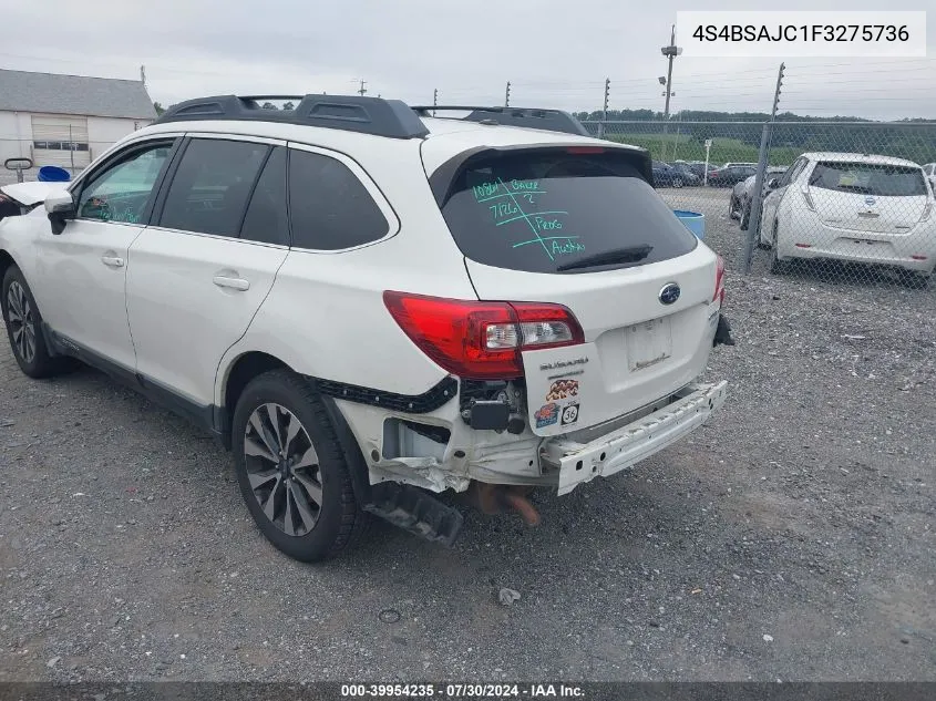 2015 Subaru Outback 2.5I Limited VIN: 4S4BSAJC1F3275736 Lot: 39954235