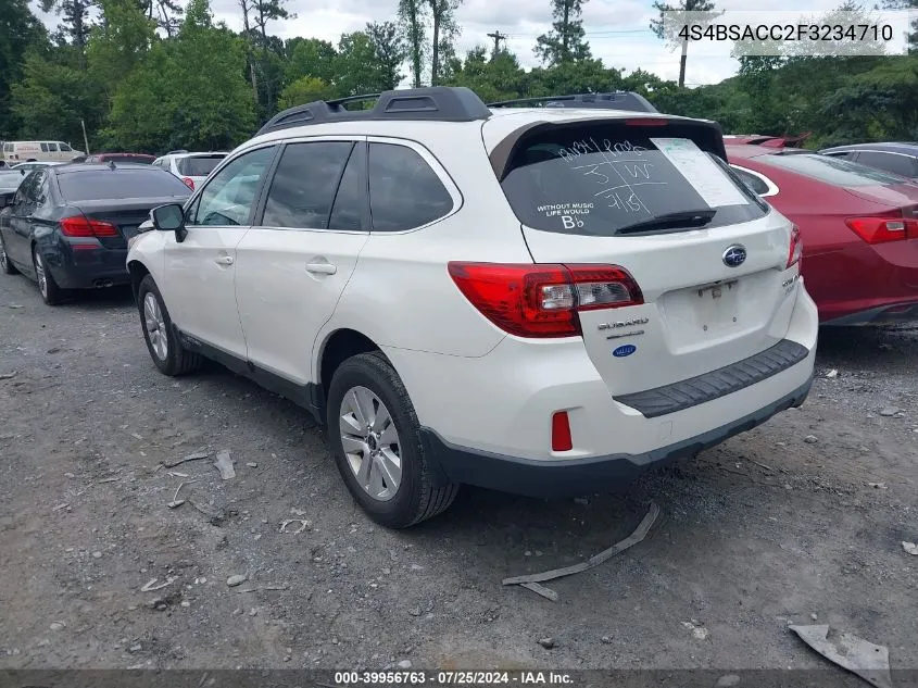 2015 Subaru Outback 2.5I Premium VIN: 4S4BSACC2F3234710 Lot: 39956763