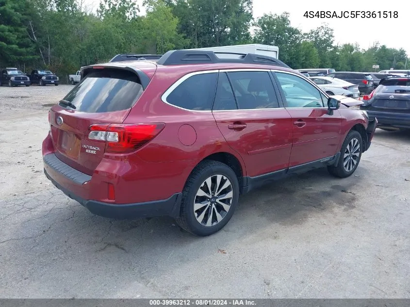 2015 Subaru Outback 2.5I Limited VIN: 4S4BSAJC5F3361518 Lot: 39963212