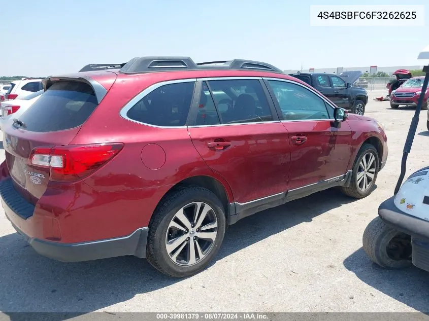 2015 Subaru Outback 2.5I Premium VIN: 4S4BSBFC6F3262625 Lot: 39981379