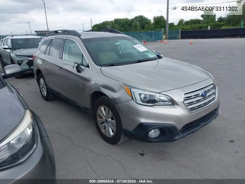 4S4BSAEC0F3311202 2015 Subaru Outback 2.5I Premium