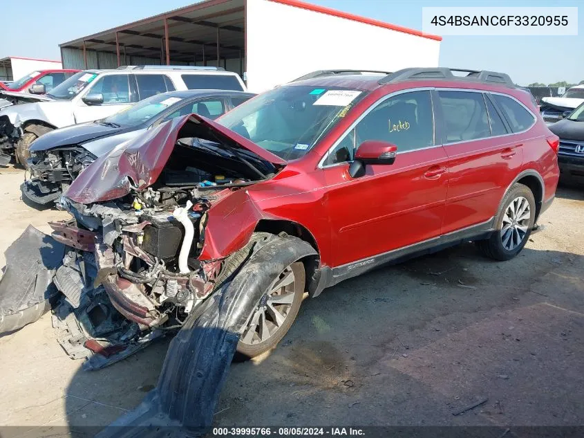 2015 Subaru Outback 2.5I Limited VIN: 4S4BSANC6F3320955 Lot: 39995766