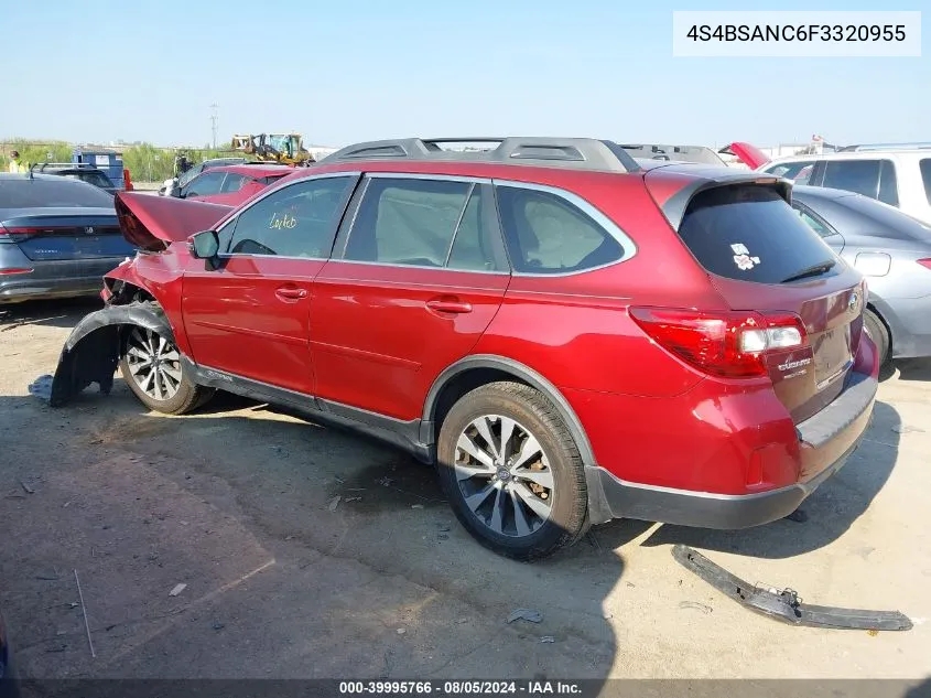 2015 Subaru Outback 2.5I Limited VIN: 4S4BSANC6F3320955 Lot: 39995766