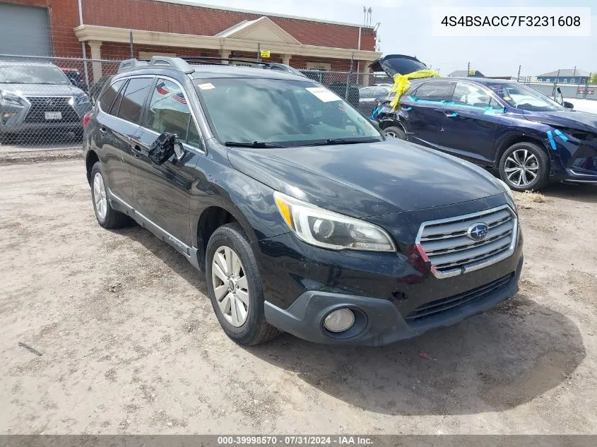 2015 Subaru Outback 2.5I Premium VIN: 4S4BSACC7F3231608 Lot: 39998570