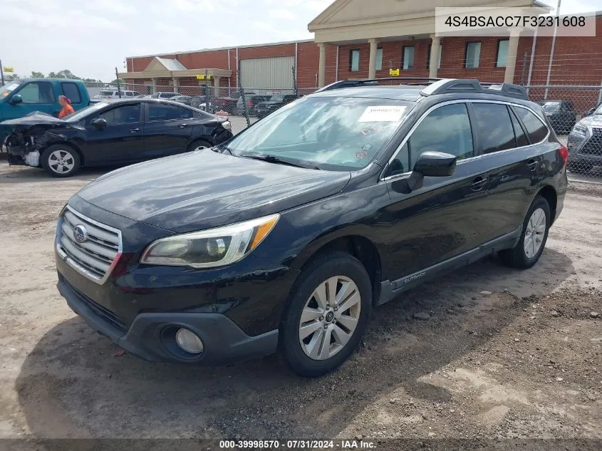 2015 Subaru Outback 2.5I Premium VIN: 4S4BSACC7F3231608 Lot: 39998570