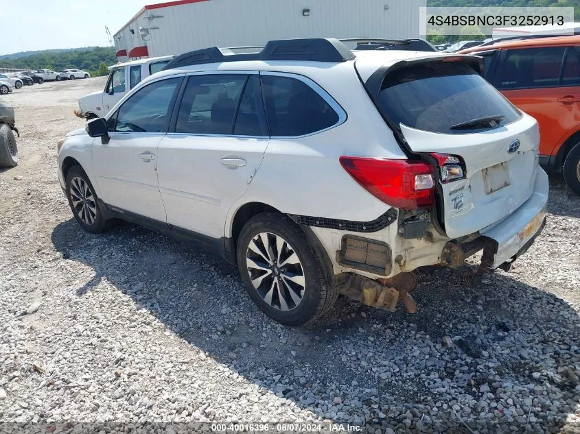 2015 Subaru Outback 2.5I Limited VIN: 4S4BSBNC3F3252913 Lot: 40016396