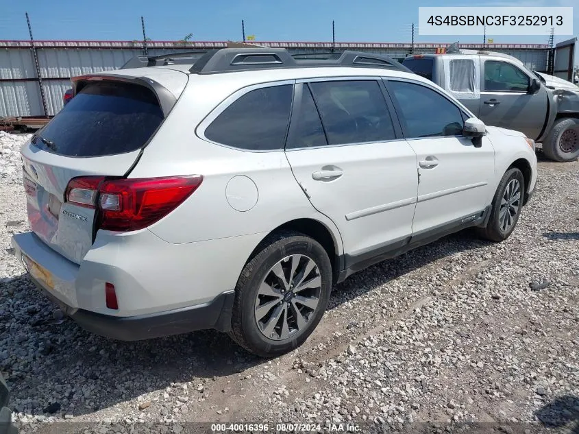 2015 Subaru Outback 2.5I Limited VIN: 4S4BSBNC3F3252913 Lot: 40016396