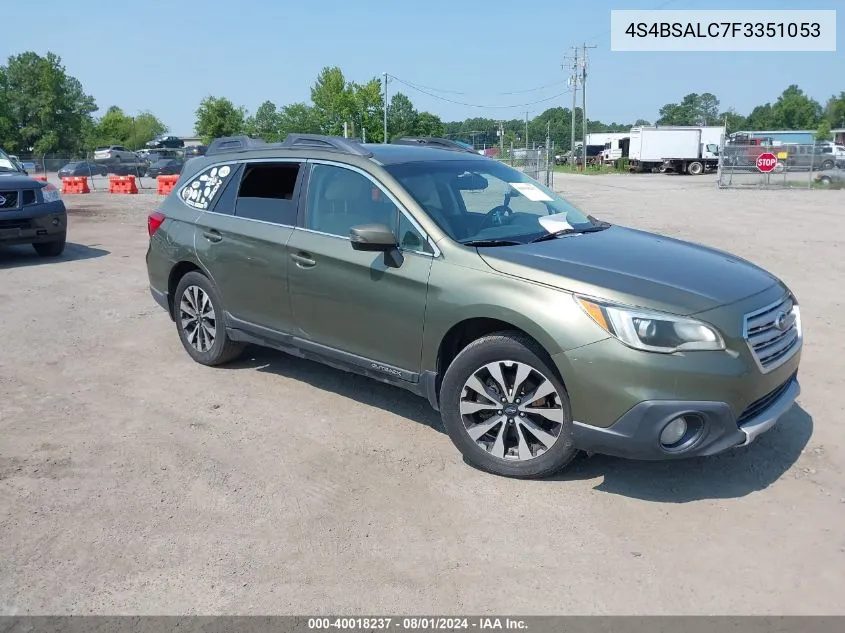 2015 Subaru Outback 2.5I Limited VIN: 4S4BSALC7F3351053 Lot: 40018237