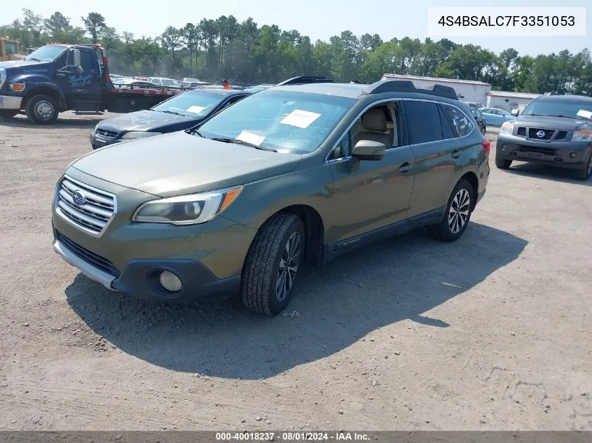 2015 Subaru Outback 2.5I Limited VIN: 4S4BSALC7F3351053 Lot: 40018237