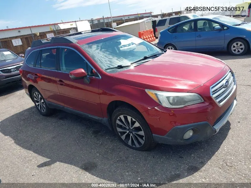 2015 Subaru Outback 2.5I Limited VIN: 4S4BSBNC5F3360837 Lot: 40029292