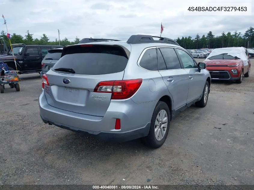 2015 Subaru Outback 2.5I Premium VIN: 4S4BSADC4F3279453 Lot: 40040081