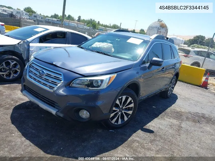 2015 Subaru Outback 2.5I Limited VIN: 4S4BSBLC2F3344145 Lot: 40049156