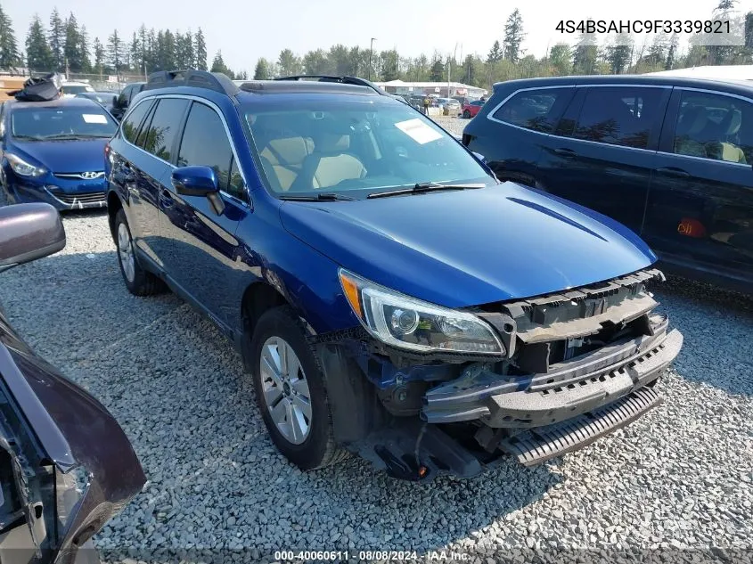 2015 Subaru Outback 2.5I Premium VIN: 4S4BSAHC9F3339821 Lot: 40060611