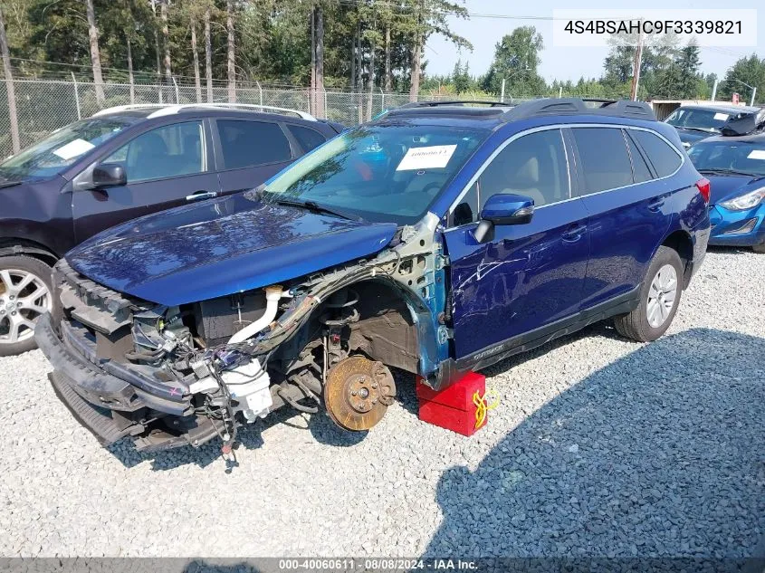 2015 Subaru Outback 2.5I Premium VIN: 4S4BSAHC9F3339821 Lot: 40060611