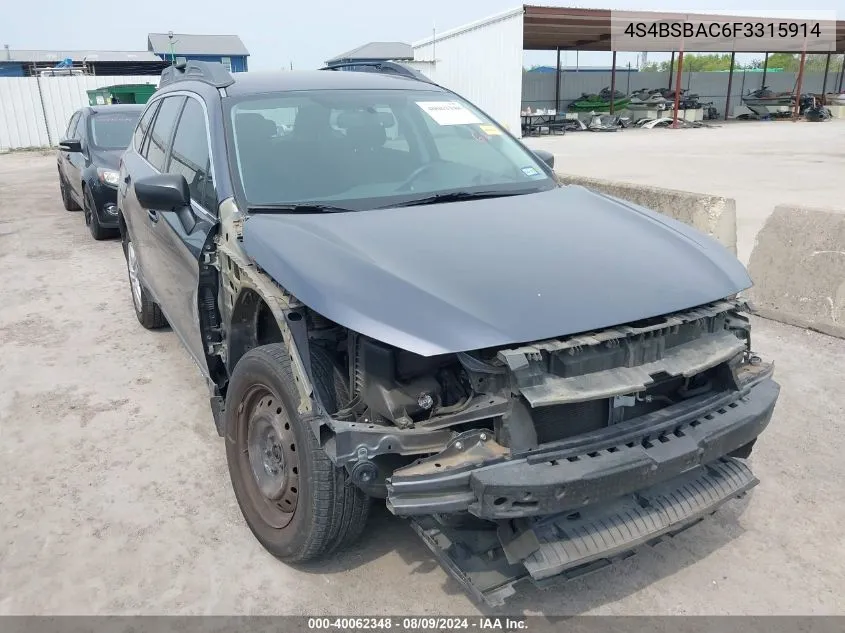 4S4BSBAC6F3315914 2015 Subaru Outback 2.5I