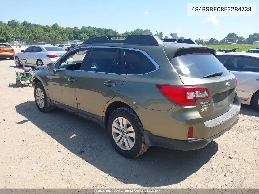 2015 Subaru Outback 2.5I Premium VIN: 4S4BSBFC8F3284738 Lot: 40065222