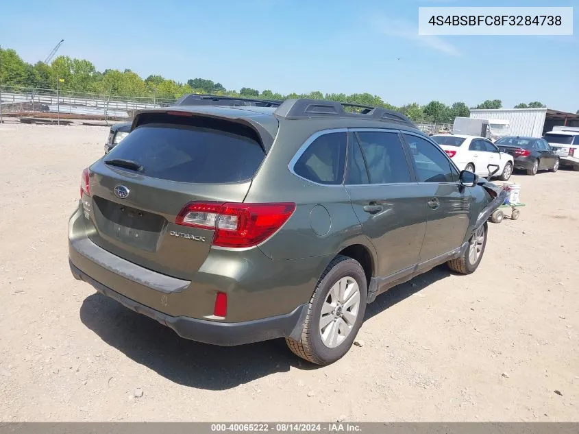 2015 Subaru Outback 2.5I Premium VIN: 4S4BSBFC8F3284738 Lot: 40065222