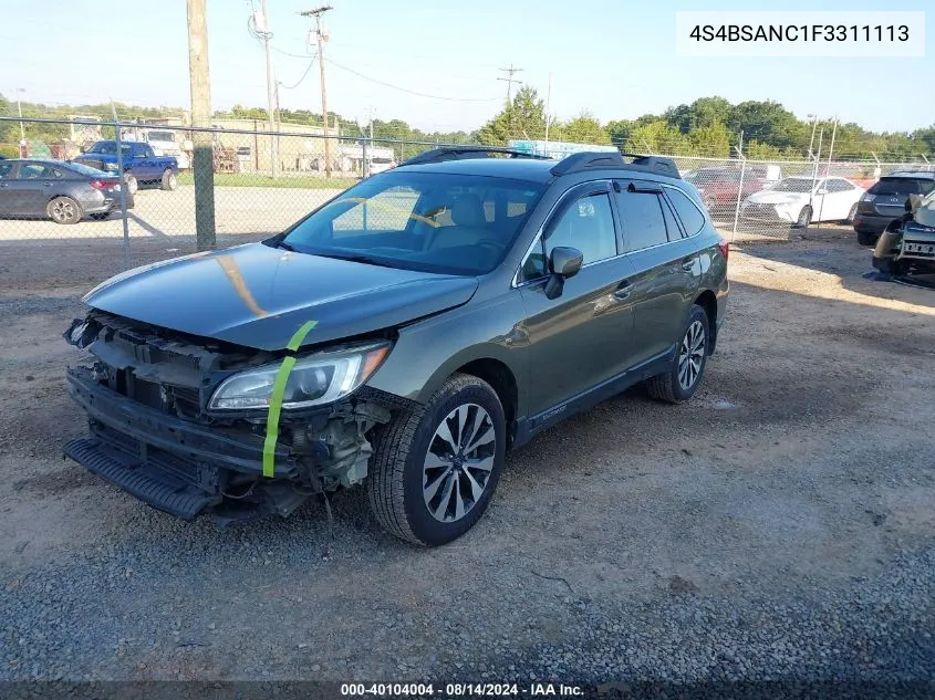 4S4BSANC1F3311113 2015 Subaru Outback 2.5I Limited