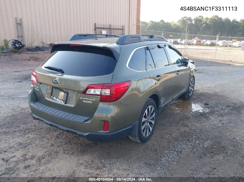 2015 Subaru Outback 2.5I Limited VIN: 4S4BSANC1F3311113 Lot: 40104004