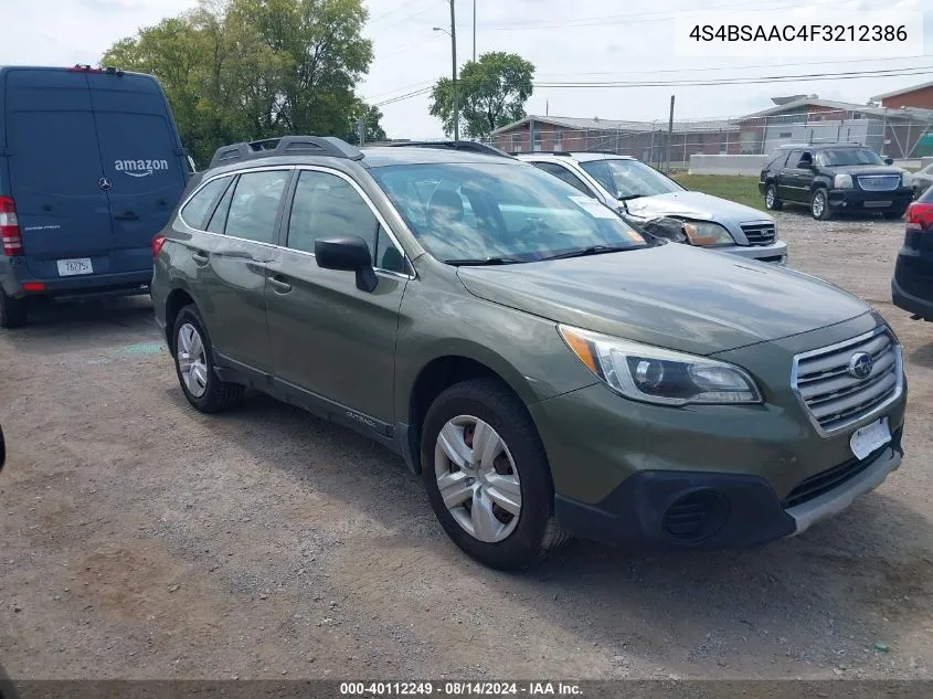 2015 Subaru Outback 2.5I VIN: 4S4BSAAC4F3212386 Lot: 40112249