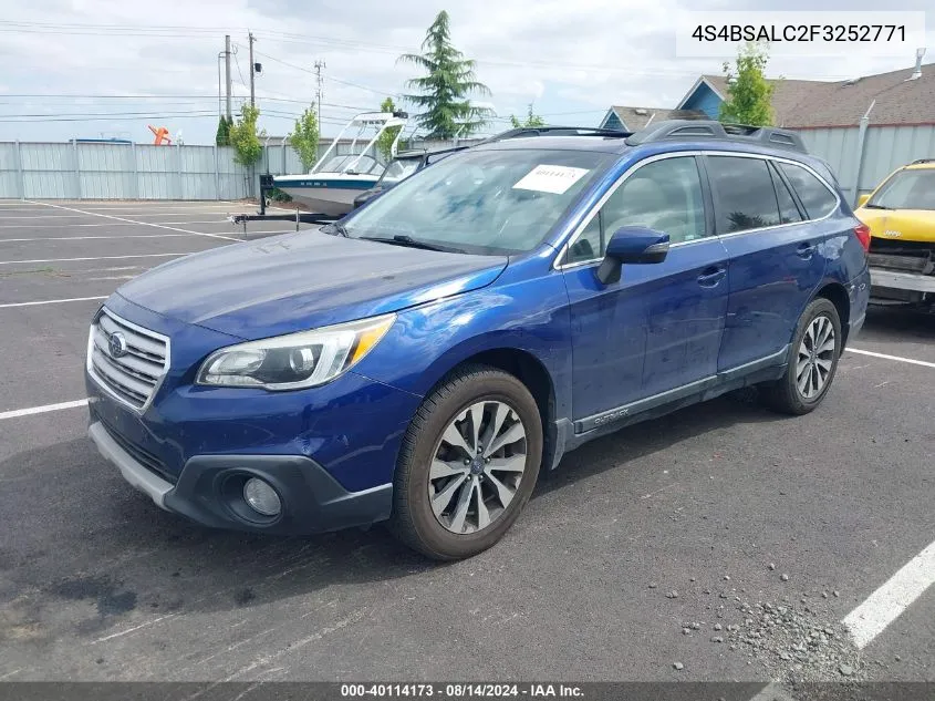 2015 Subaru Outback 2.5I Limited VIN: 4S4BSALC2F3252771 Lot: 40114173