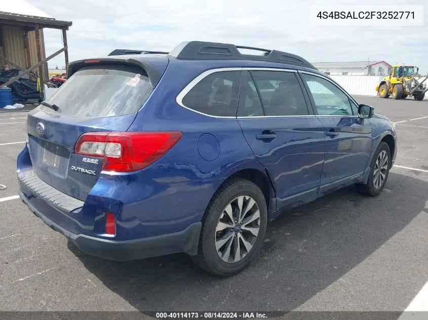 2015 Subaru Outback 2.5I Limited VIN: 4S4BSALC2F3252771 Lot: 40114173