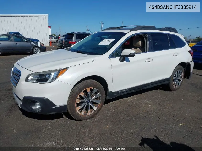 2015 Subaru Outback 2.5I Limited VIN: 4S4BSANC1F3335914 Lot: 40125826