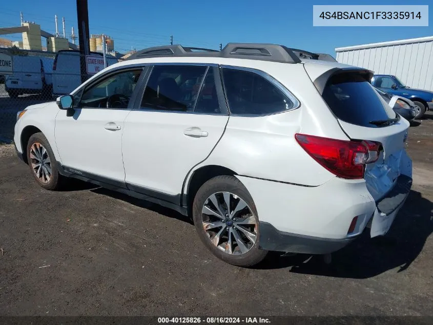 4S4BSANC1F3335914 2015 Subaru Outback 2.5I Limited