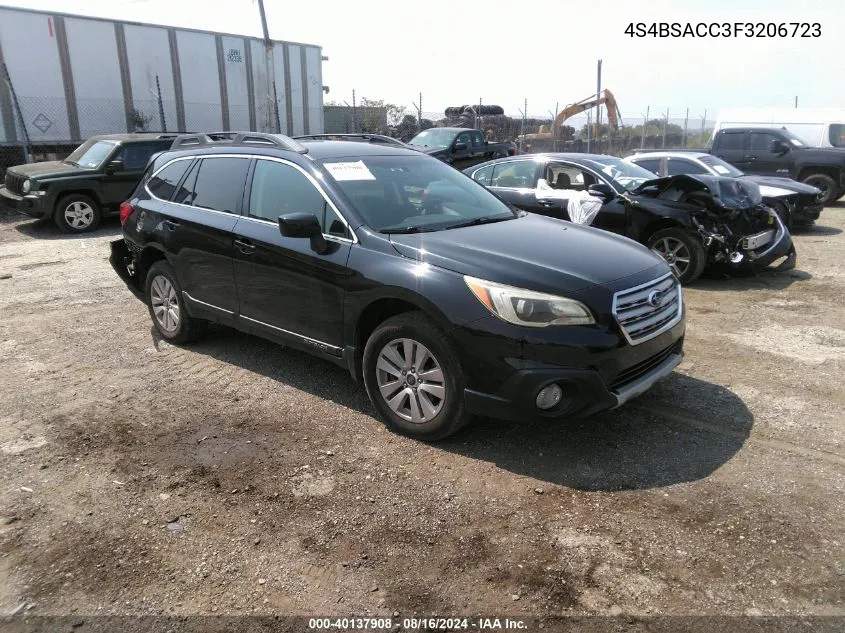 2015 Subaru Outback 2.5I Premium VIN: 4S4BSACC3F3206723 Lot: 40137908