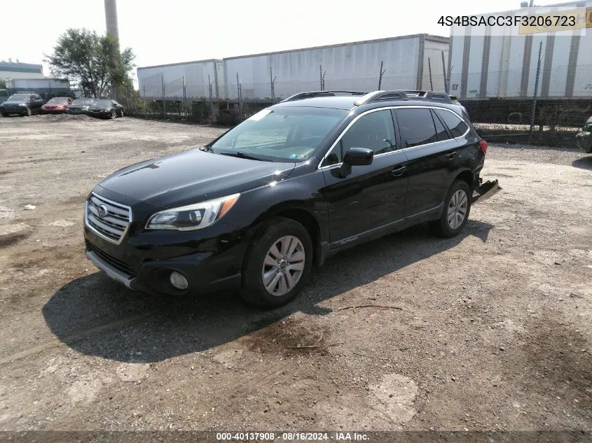 2015 Subaru Outback 2.5I Premium VIN: 4S4BSACC3F3206723 Lot: 40137908